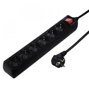 Разклонител HAMA 220V 6-гнезда, 3м, Черен със защита