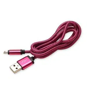 Кабел USB 2.0 Type A - Micro Type B, 1м, с оплетка цикламен